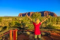 Tourist woman in Uluru Royalty Free Stock Photo