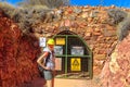 Tourist woman at underground mine Royalty Free Stock Photo