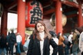 Tourist woman visit Sensoji Temple or Asakusa Kannon Temple is a Buddhist temple located in Asakusa, Tokyo Japan. Japanese Royalty Free Stock Photo