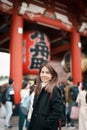 Tourist woman visit Sensoji Temple or Asakusa Kannon Temple is a Buddhist temple located in Asakusa, Tokyo Japan. Japanese Royalty Free Stock Photo