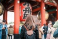 Tourist woman visit Sensoji Temple or Asakusa Kannon Temple is a Buddhist temple located in Asakusa, Tokyo Japan. Japanese Royalty Free Stock Photo