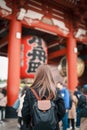 Tourist woman visit Sensoji Temple or Asakusa Kannon Temple is a Buddhist temple located in Asakusa, Tokyo Japan. Japanese Royalty Free Stock Photo