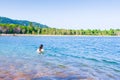 Tourist women relaxing in the fresh water lake, the lake is in K