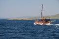 Tourist wooden boat in the Aegean Sea
