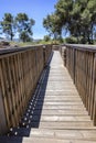 Tourist wooden bridge in the ancient city of Zippori. Israel. Royalty Free Stock Photo