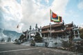 tourist worship to guan im god in temple on Fansipan mountain at sapa Northern Vietnam . Kim Son Bao Thang Tu Pagoda on Fansipan