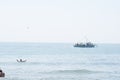 Tourist yacht with people on board