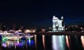 Tourist yachts on the Moscow River at night