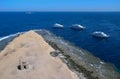 tourist yachts near the coastal reef of Big Brother Island in the Red Sea, Hurghada area