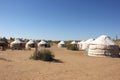 Tourist Yurt camp in the desert, side view