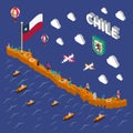 Touristic Attractions Symbols Isometric Chile Map