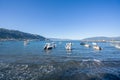 Touristic boats in Adriatic sea coast in the city of Vlore Vlora. Ships docked in the Vlore Harbour Port of Vlora