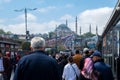 Touristic boats in Golden Horn bay of Istanbul and view on Suleymaniye mosque, Turkey Royalty Free Stock Photo