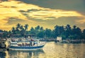 Touristic boats near Mirissa bay on the sunset. Royalty Free Stock Photo