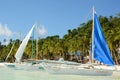 Touristic boats on White Beach. Boracay Island. Malay. Aklan. Western Visayas. Philippines Royalty Free Stock Photo