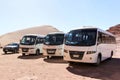 Touristic buses in desert Royalty Free Stock Photo