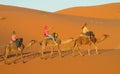 Touristic camel caravan in desert Royalty Free Stock Photo