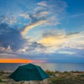 touristic camp on sea coast Royalty Free Stock Photo
