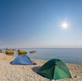 Touristic camp on a sea coast Royalty Free Stock Photo