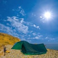 touristic camp on summer sea coast Royalty Free Stock Photo