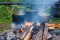 Touristic cauldron on a camp fire