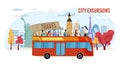 City Excursion for Tourists Flat Vector Banner