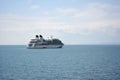 Touristic cruise ship goes away to the open sea