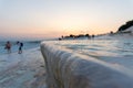 Touristic destination pamukkale travertains sunset Royalty Free Stock Photo