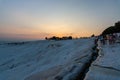 Touristic destination pamukkale travertains sunset Royalty Free Stock Photo