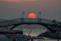 Touristic destination sunset boats bridge