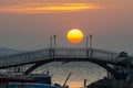 Touristic destination sunset boats bridge