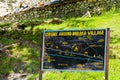 Touristic information sign in Braga village on the road to Manang village in Annapurna Conservation Area, Nepal Royalty Free Stock Photo