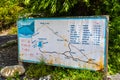 Touristic information sign in Braga village on the road to Manang village in Annapurna Conservation Area, Nepal Royalty Free Stock Photo