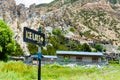 Touristic information signs on the road to Manang village on Annapurna Conservation Area, Nepal Royalty Free Stock Photo