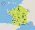Touristic map of France. Travel gastronomic destination background