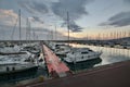 The touristic port at dusk. Lavagna. Liguria, Italy Royalty Free Stock Photo