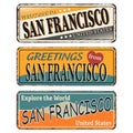 Touristic Retro Vintage Greeting sign, Typographical background Welcome to San Francisco , Vector design. Texture Royalty Free Stock Photo