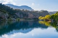 Touristic river boats with tourists in Dalyan resort