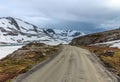 Touristic road 258 in the mountains of Breheimen Nasjonaalpark, Norway. Royalty Free Stock Photo