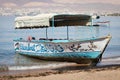 Touristic ships on the beach of Aqaba, Jordan. Popular resort, l