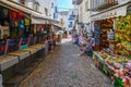 Touristic shops in the historical centre of Peniscola, Castellon, Spain, a famous medieval hilltop town, which is also a Royalty Free Stock Photo