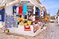 touristic shops with souvenirs at Hydra island Greece