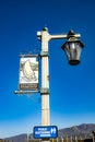 Touristic sign santa barbara stearns wharf and sign restroom indicates touristic places in santa Barbara Royalty Free Stock Photo