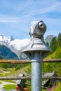 Touristic telescope in alpine valley Royalty Free Stock Photo