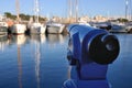 Touristic Telescope at the Barcelona Port Royalty Free Stock Photo