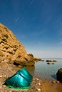 Touristic tent on a sea coast Royalty Free Stock Photo