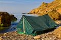 Touristic tent on a sea coast Royalty Free Stock Photo