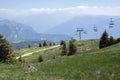 Touristic trail Alta Via del Monte Baldo, ridge way in Garda Mountains, chair lift