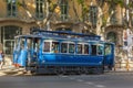 Touristic tram Tibidabo, Tramvia Blau, Blue tramway, Barcelona. Royalty Free Stock Photo