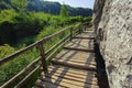 wooden pathway for nature trekking in Plitvice Lakes National Park, Croatia Royalty Free Stock Photo